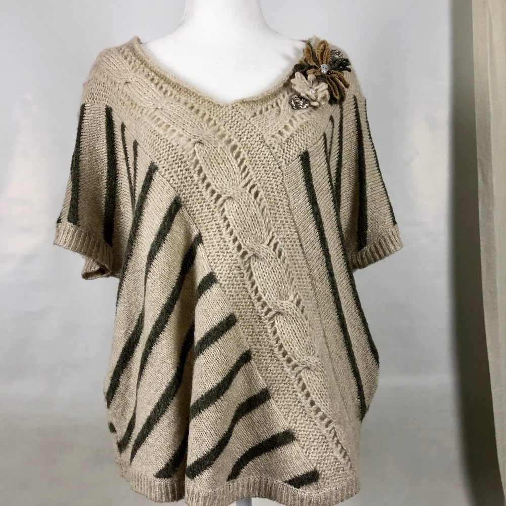 Mixed weave knit boxy sweater